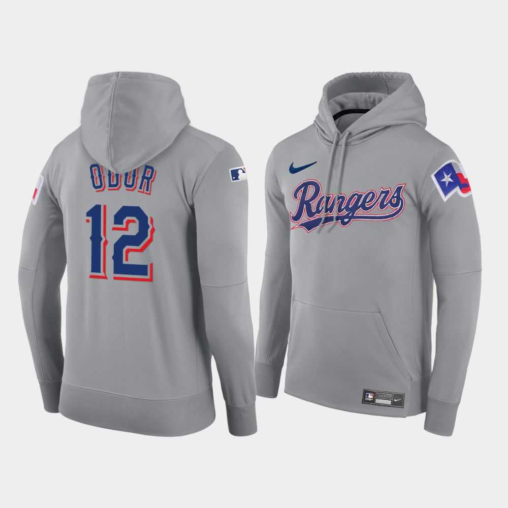 Men Texas Rangers 12 Odor gray road hoodie 2021 MLB Nike Jerseys